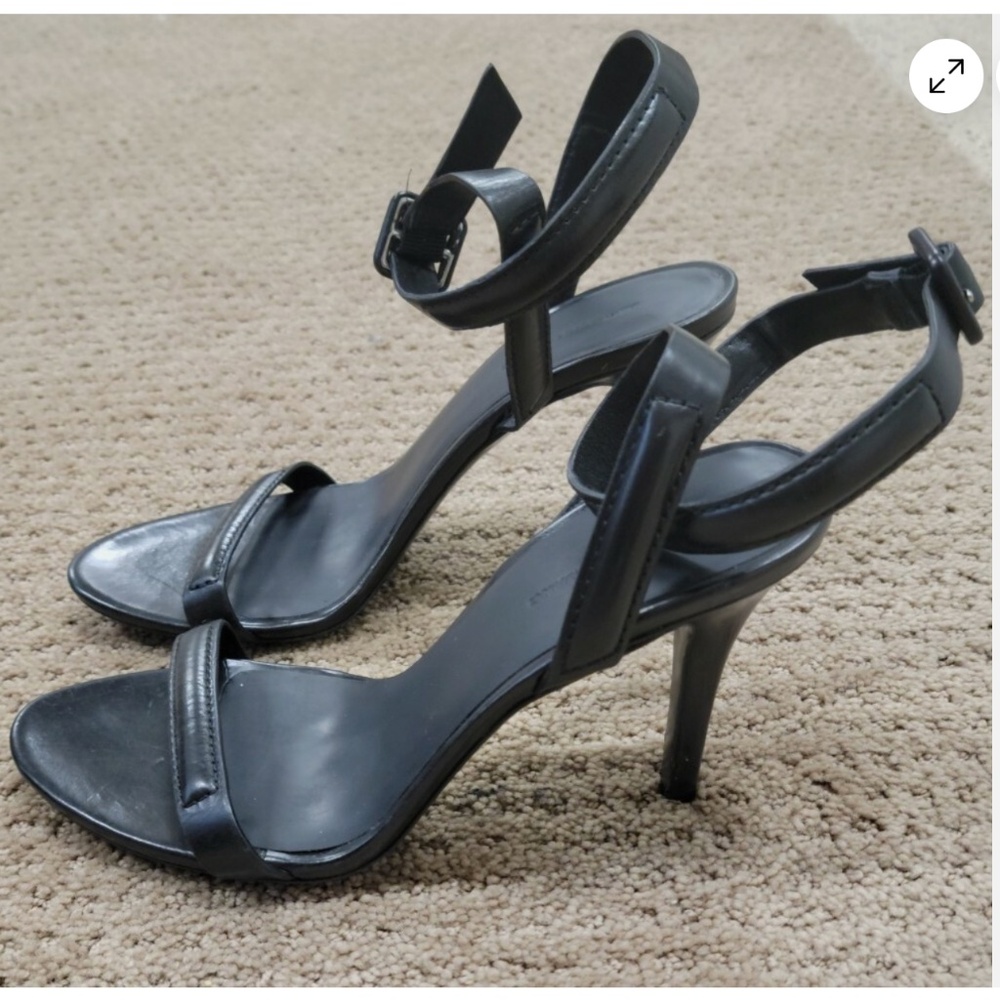 Alexander Wang Antonia Ankle Strap Black Sandal Heel size 36 1/2